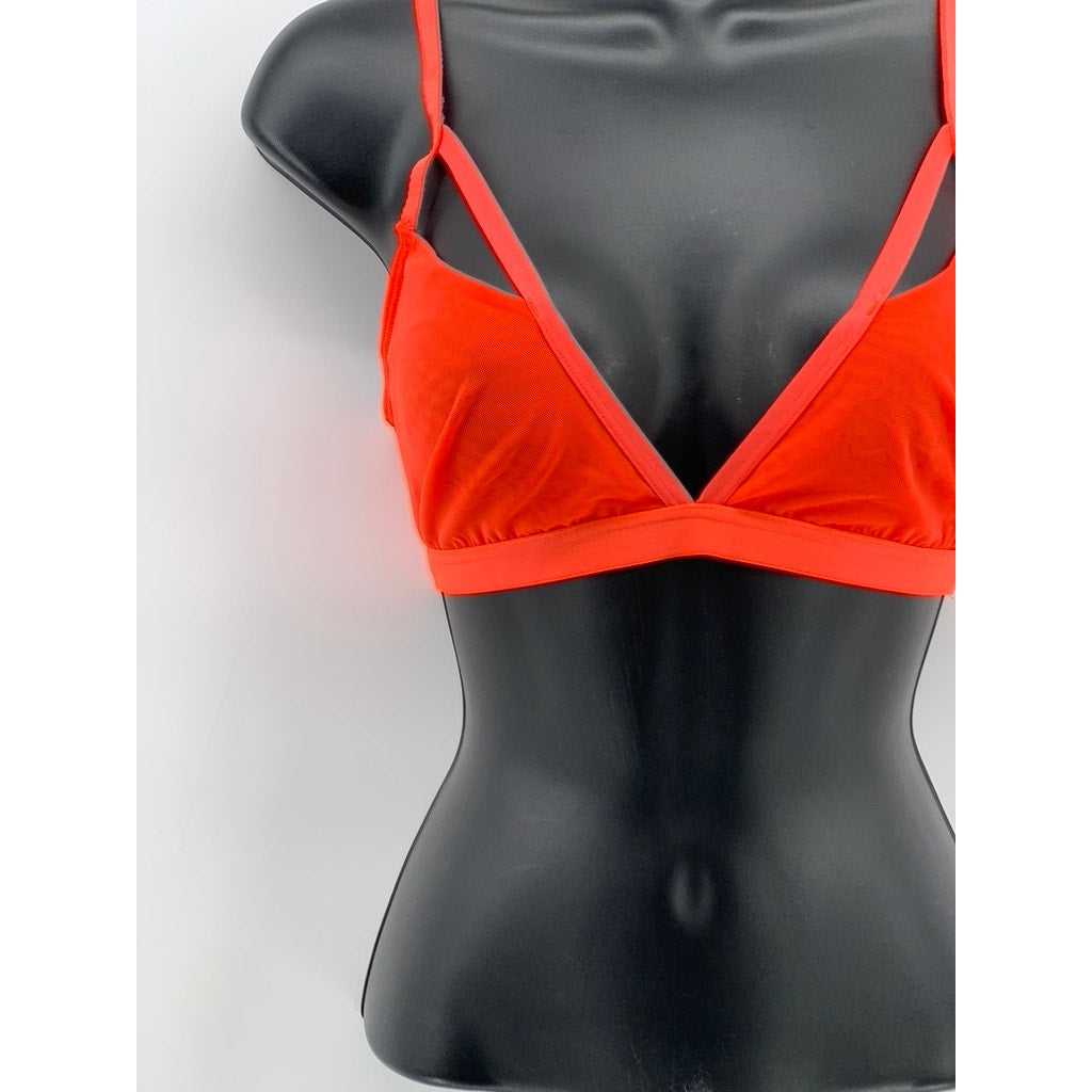 PARADE Women's Neon Orange Mesh Triangle Cutout Bra SZ M