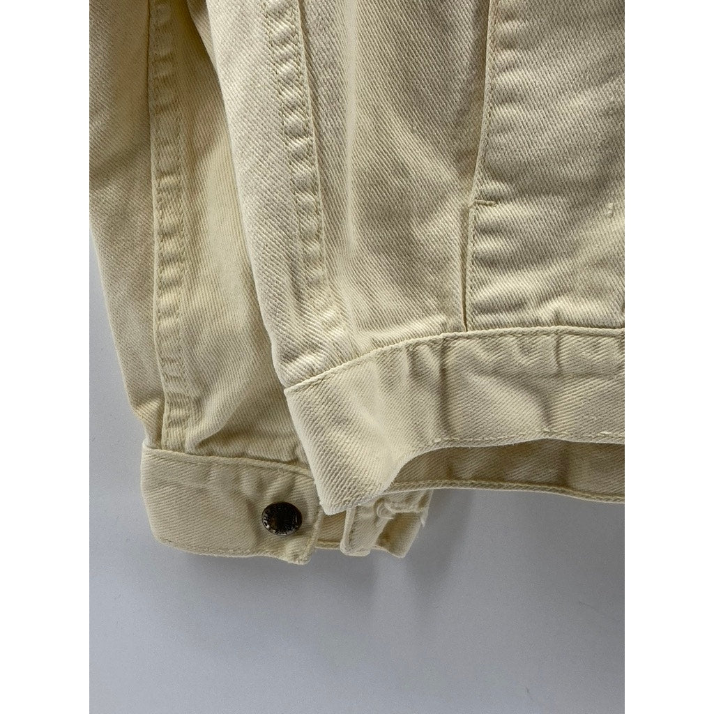 WEATHERED BLUES Women's Cream Denim Button-Up Long Sleeve Jacket SZ S