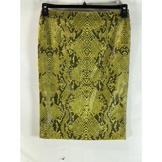 OLGA MARTINEZ BARCELONA Women's Yellow Snake Print Straight Skirt SZ M