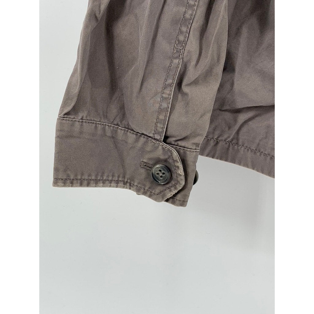 BANANA REPUBLIC Women's Gray Zip-Up Button Drawstring Long Sleeve Jacket SZ M