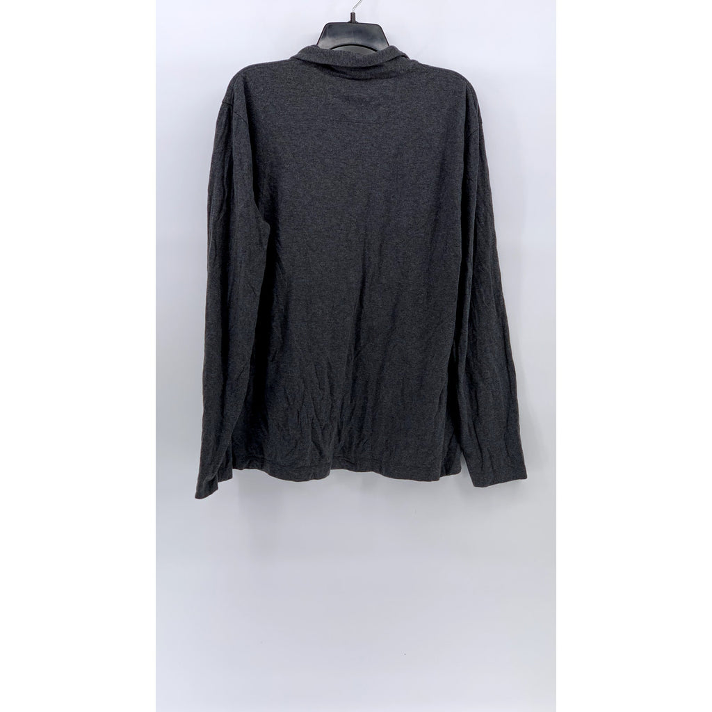 BANANA REPUBLIC Men's Charcoal Gray Long Sleeve Cotton-Wool Polo Shirt SZ XL