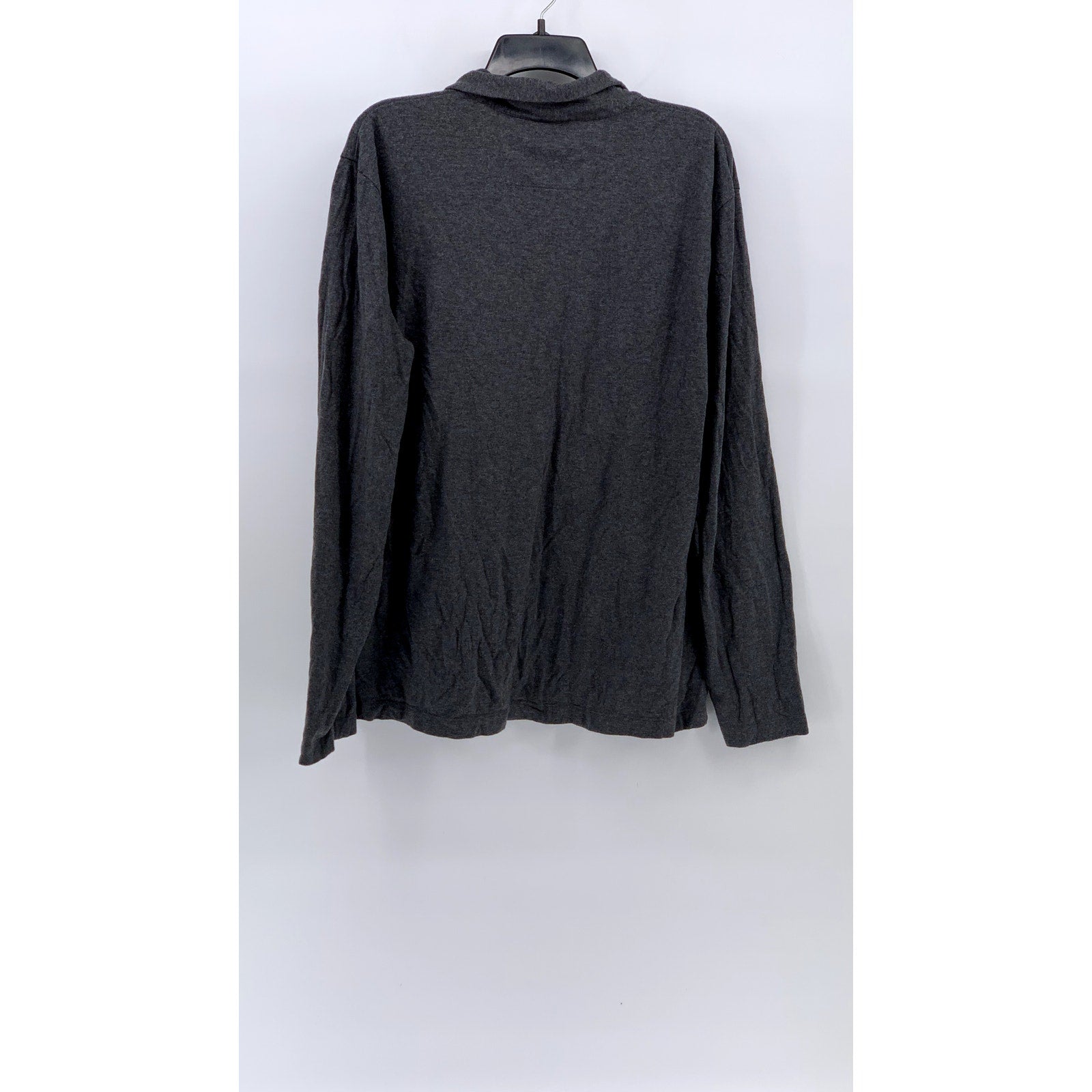 BANANA REPUBLIC Men's Charcoal Gray Long Sleeve Cotton-Wool Polo Shirt SZ XL