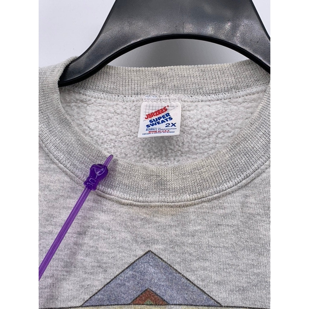 JERZEES Women's Gray Vintage Graphic Sweatshirt SZ 2X