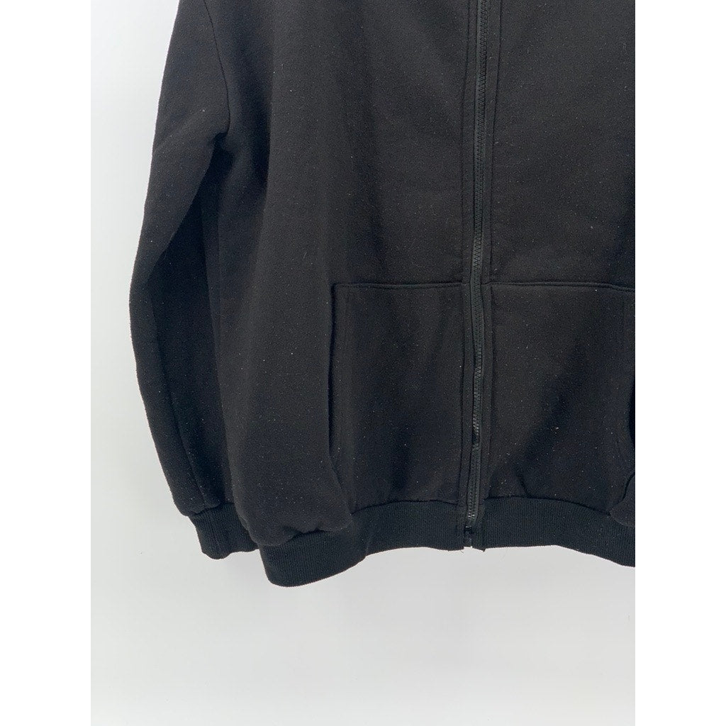 SHEIN Women's Black Solid Fleece Hooded Full-Zip Long Sleeve Casual Sweater SZ 6