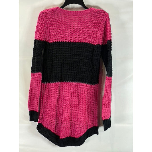 IM IN LOVE WITH DEREK Women's Pink/Black Striped Knit Pullover Sweater SZ M