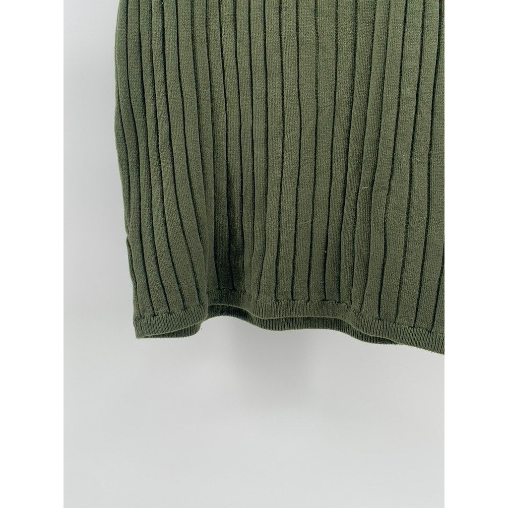 DIVIDED By H&M Women's Olive Green Ribbed High-Neck Sleeveless Top SZ S