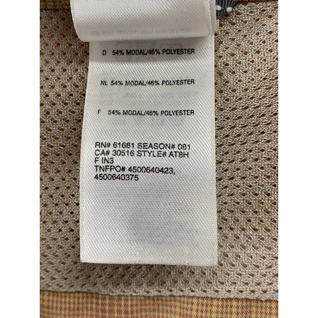 THE NORTH FACE Men's Tan Plaid Button-Up Short Sleeve Regular-Fit Shirt SZ XL