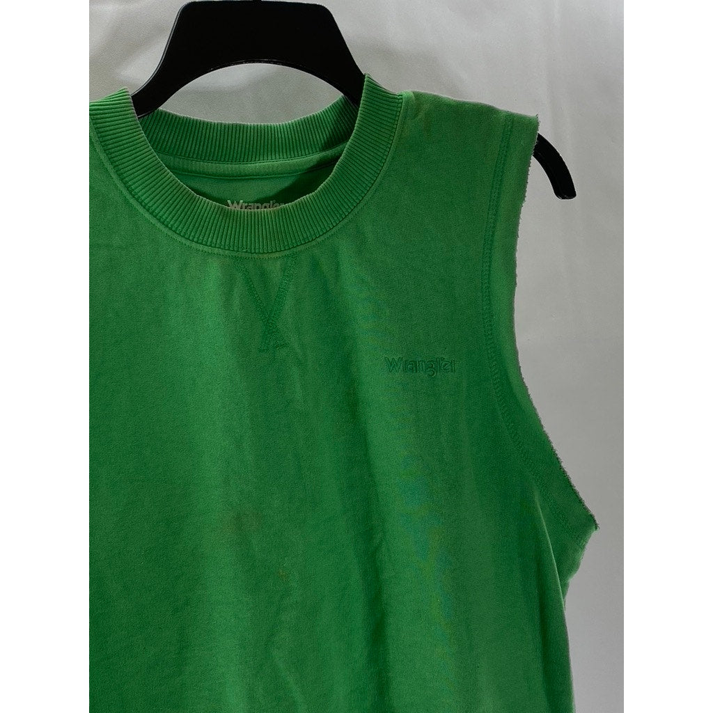 WRANGLER Women’s Green Crewneck Cut-Off Sleeve Pullover Tank Top SZ M