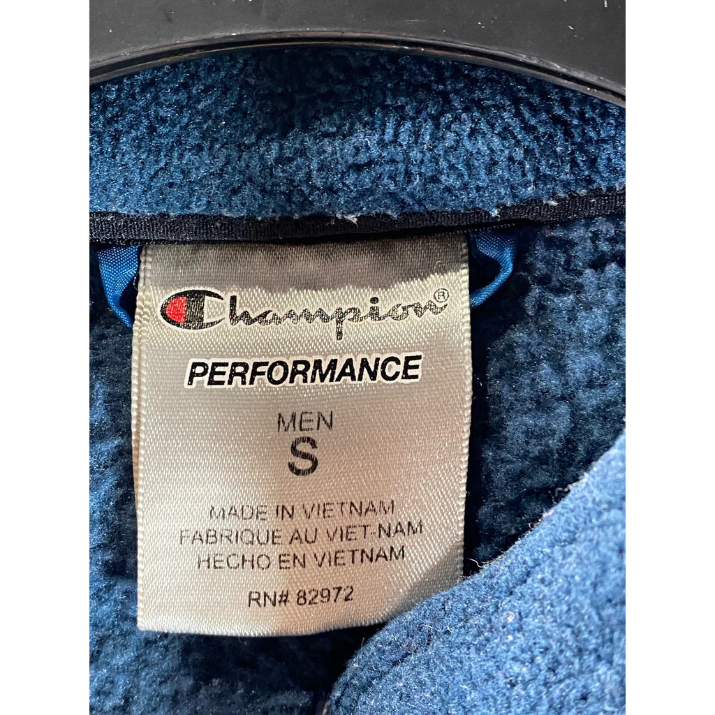 CHAMPION Men's Blue Fleece Script Logo Stand-Collar Zip-Up Jacket SZ S