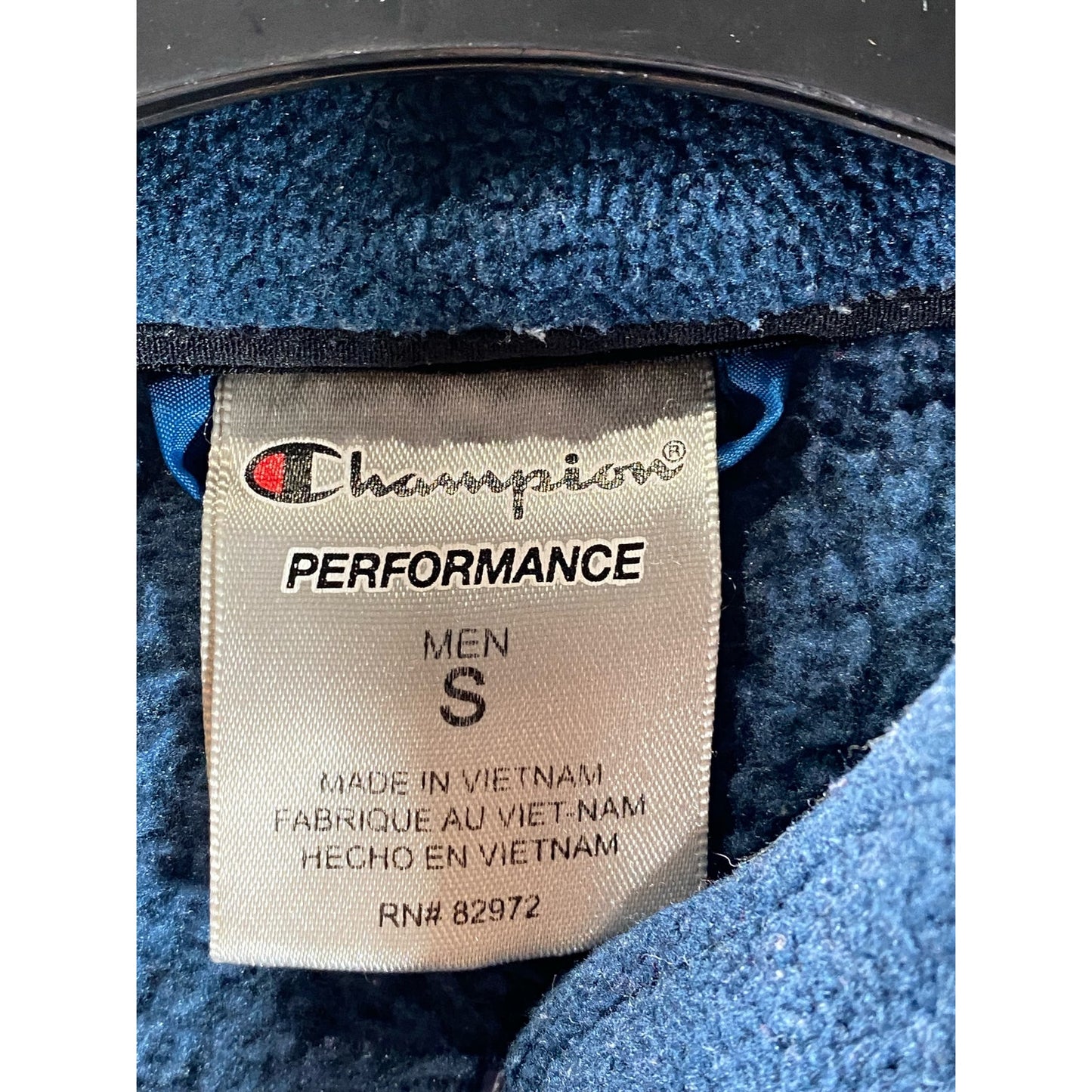CHAMPION Men's Blue Fleece Script Logo Stand-Collar Zip-Up Jacket SZ S