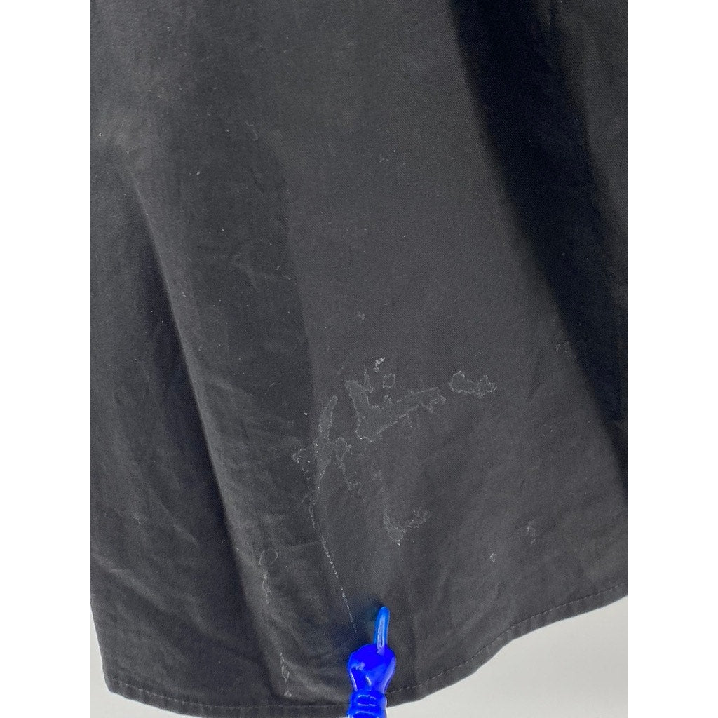 LINYI STUDIO Women's Black Solid Straight-Neck Puff-Sleeve A-Line Mini Dress SZL