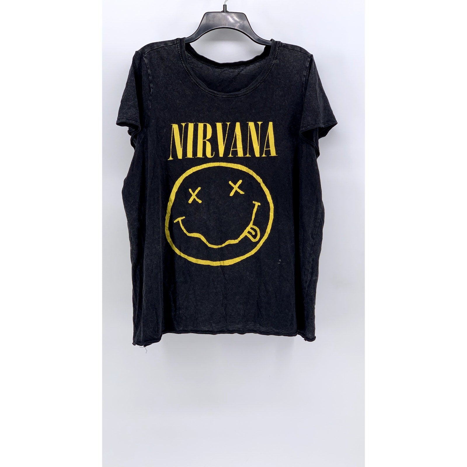 UNBRANDED Men's Black Distressed Nirvana Crewneck Graphic T-Shirt SZ L
