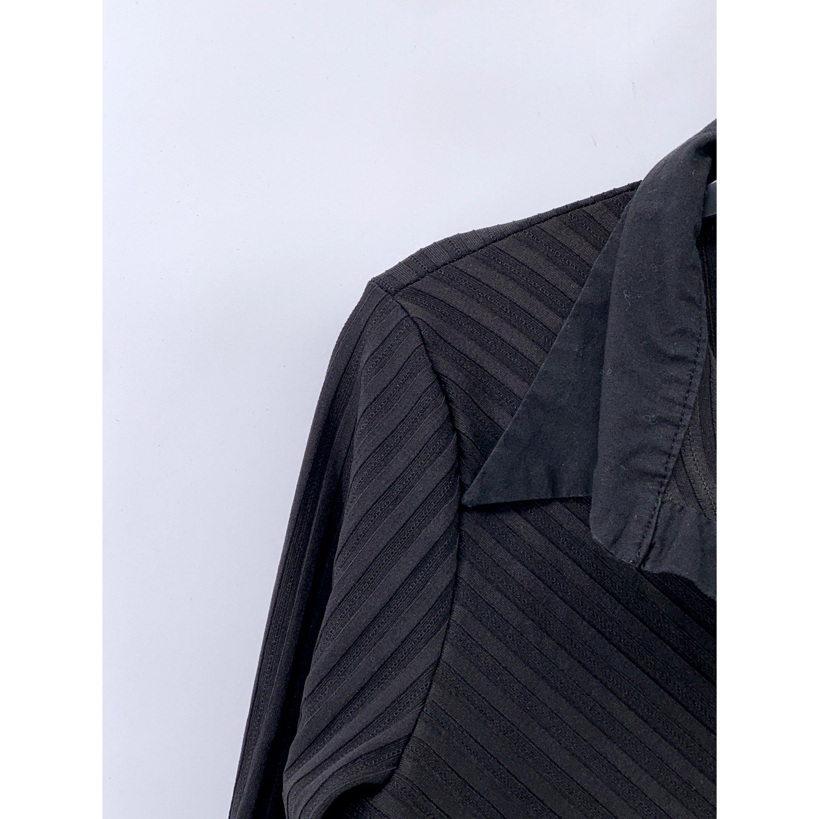 JESSICA Women's Vintage 90's Black Wide-Rib Long Sleeve Button-Up Top SZ L