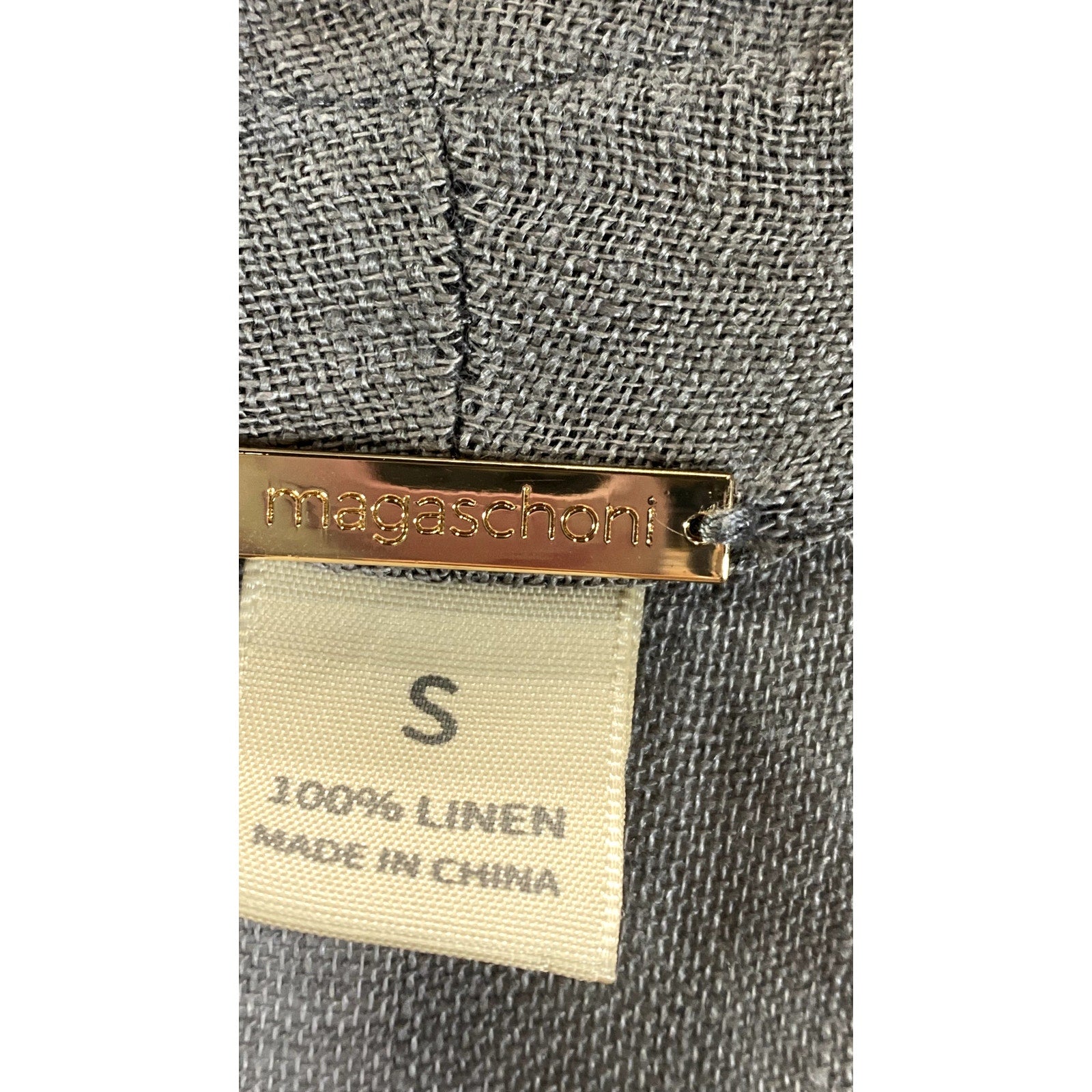 MEGASCHONI Women's Gray Linen Open-Front Lightweight Cardigan SZ S