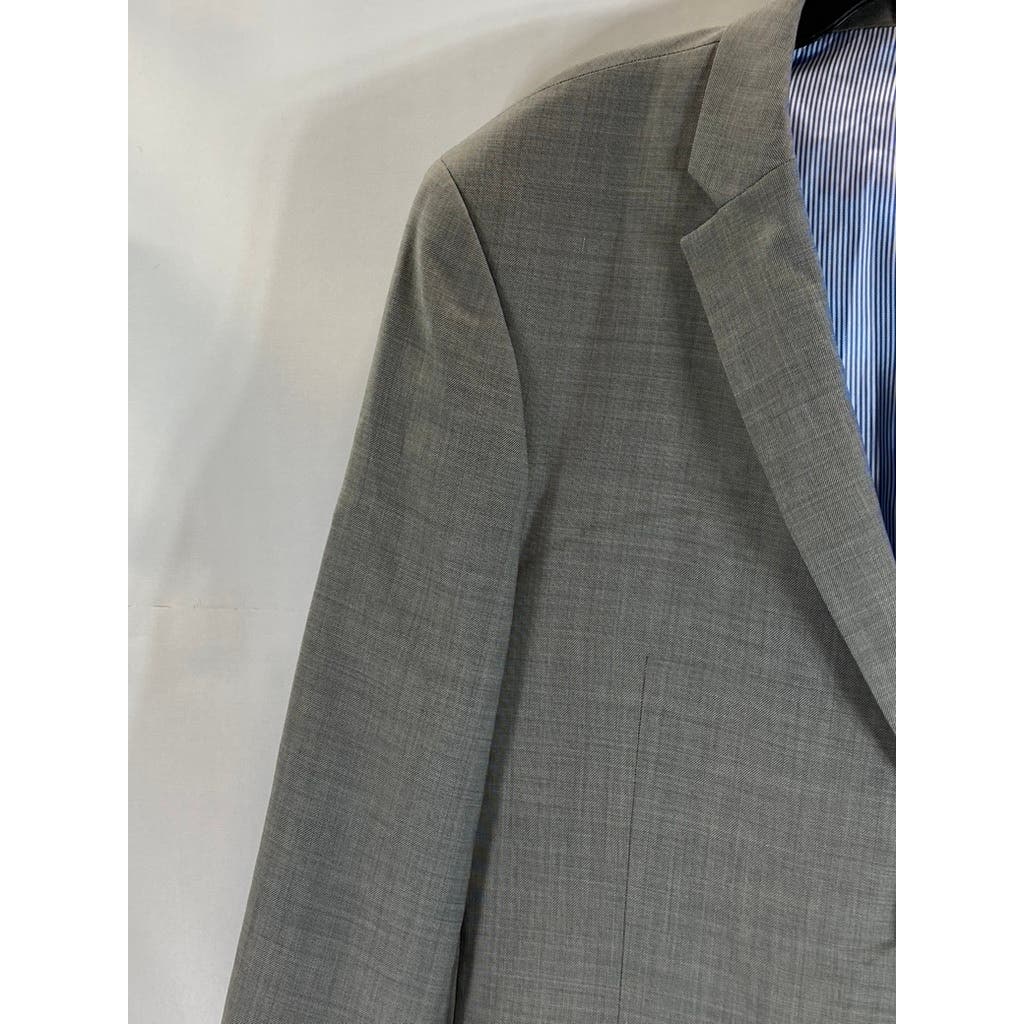 TOMMY HILFIGER Men's Grey Sharkskin Modern-Fit Wool Two-Button Suit Jacket SZ44R
