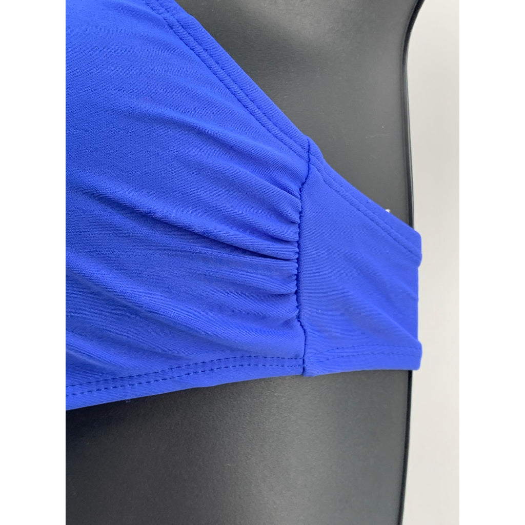 XHILARATION Women's Royal Blue Cutout V-Neck Halter Swim Top SZ S