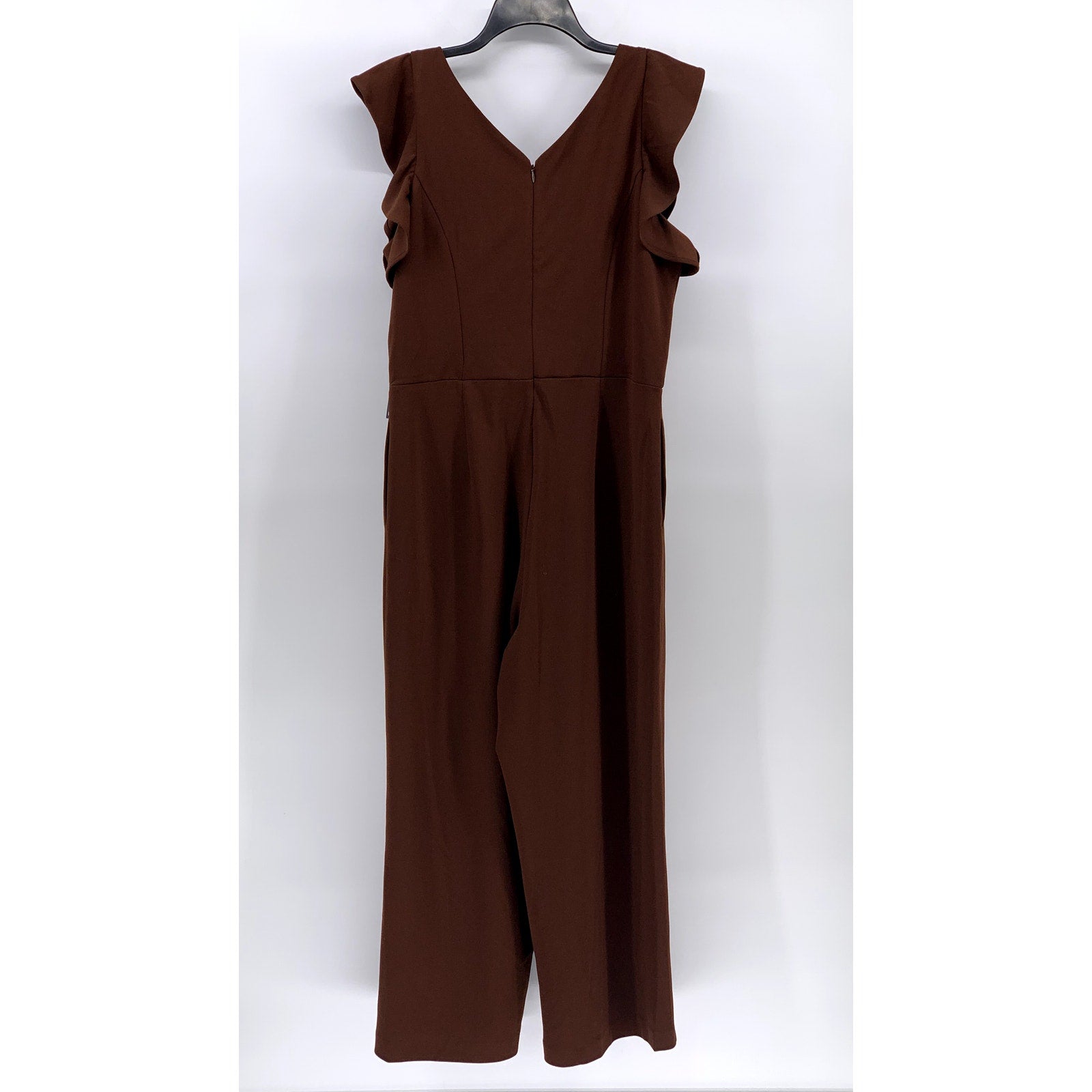 RACHEL RACHEL ROY Women's Brown V-Neck Ruffle-Sleeve Cropped Jumpsuit SZ XL