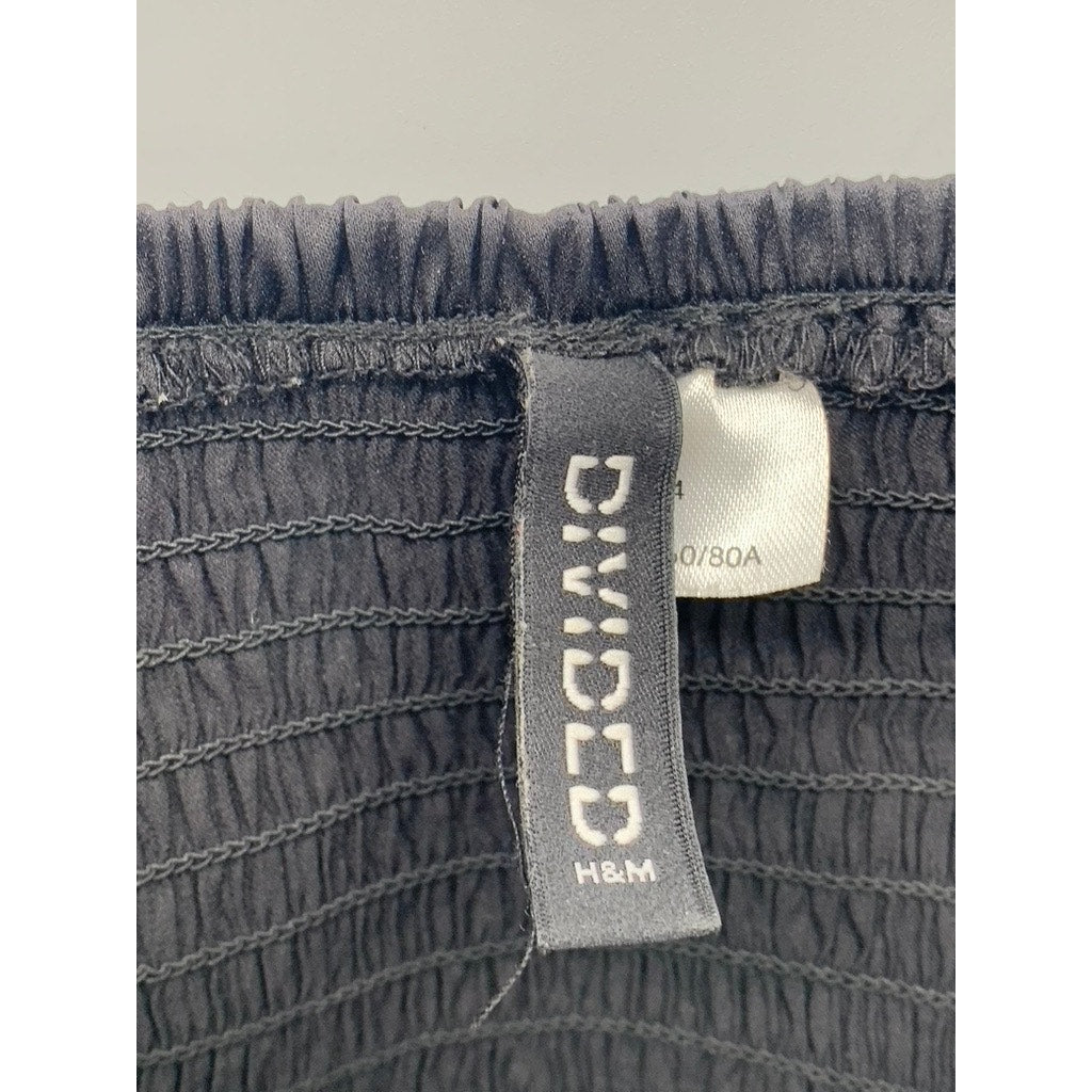 DIVIDED By H&M Women's Black Puff Long Sleeve Corset Crop Top SZ 2