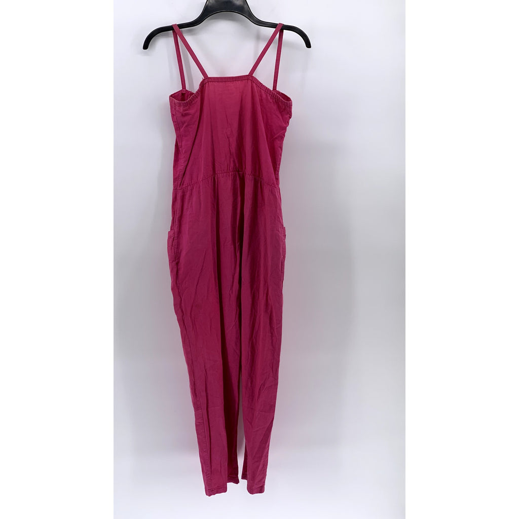 PARIS III Women's Fuchsia Side-Button Spaghetti Strap Jumpsuit SZ S