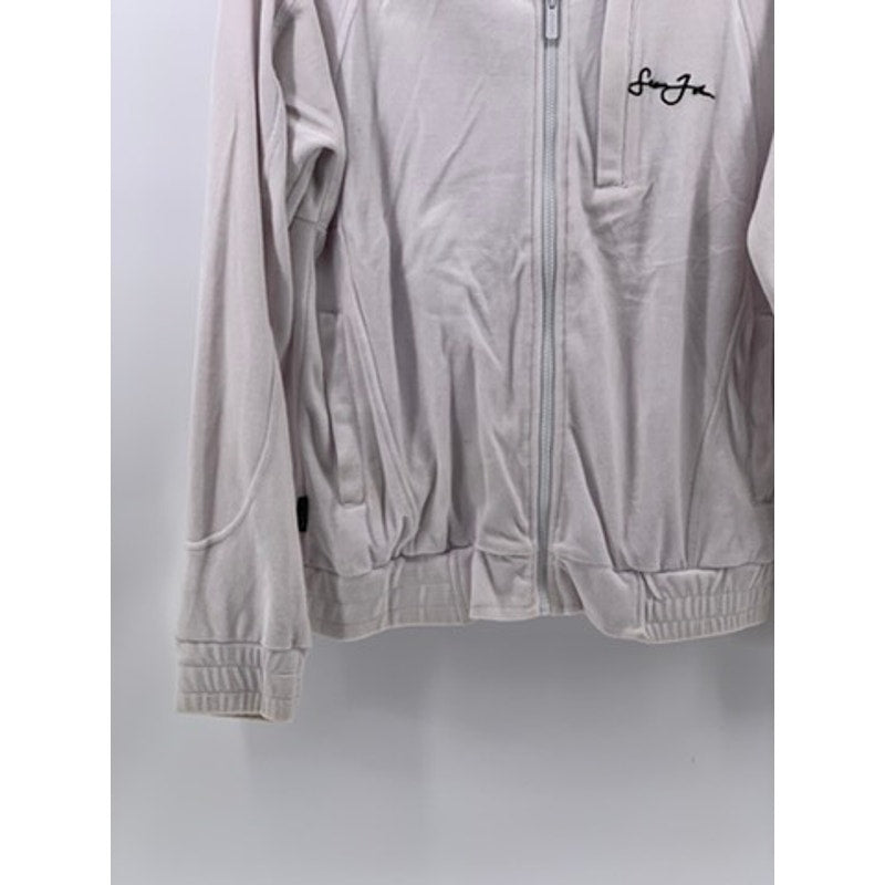 SEAN JOHN Men’s White Velour Embroidered Logo Full-Zip Track Jacket SZ S