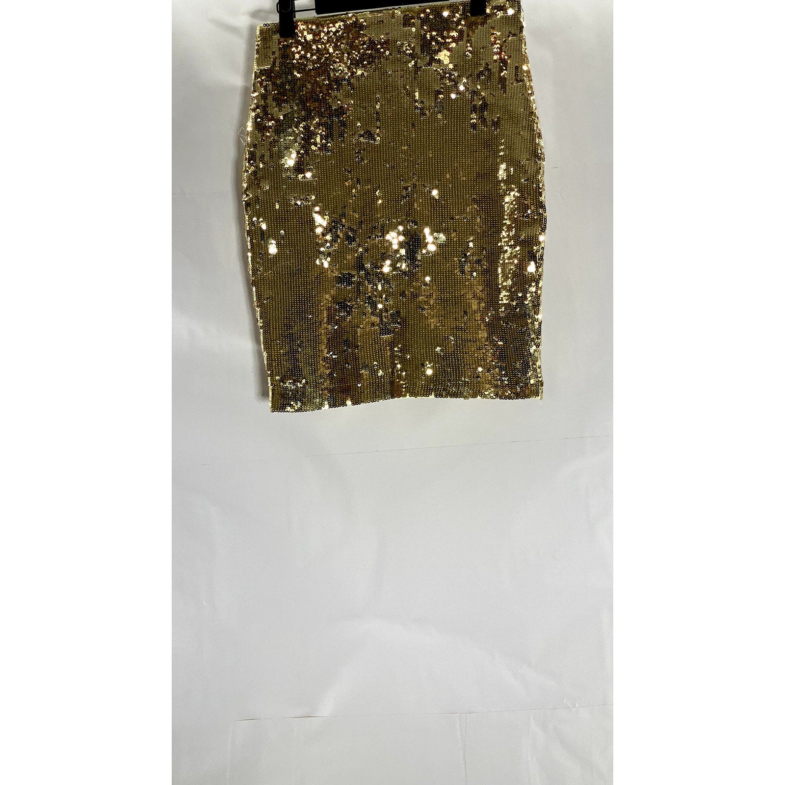 WOW COUTURE GOLD LABEL Women's Gold Sequin Embellished Mini Skirt SZ M