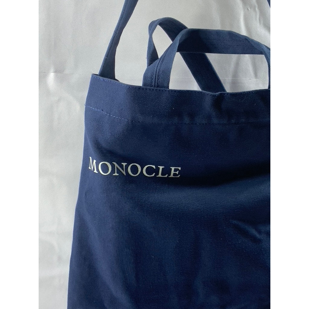 MONACLE Unisex Navy Blue Logo Snap-Button Canvas Shoulder/Handbag