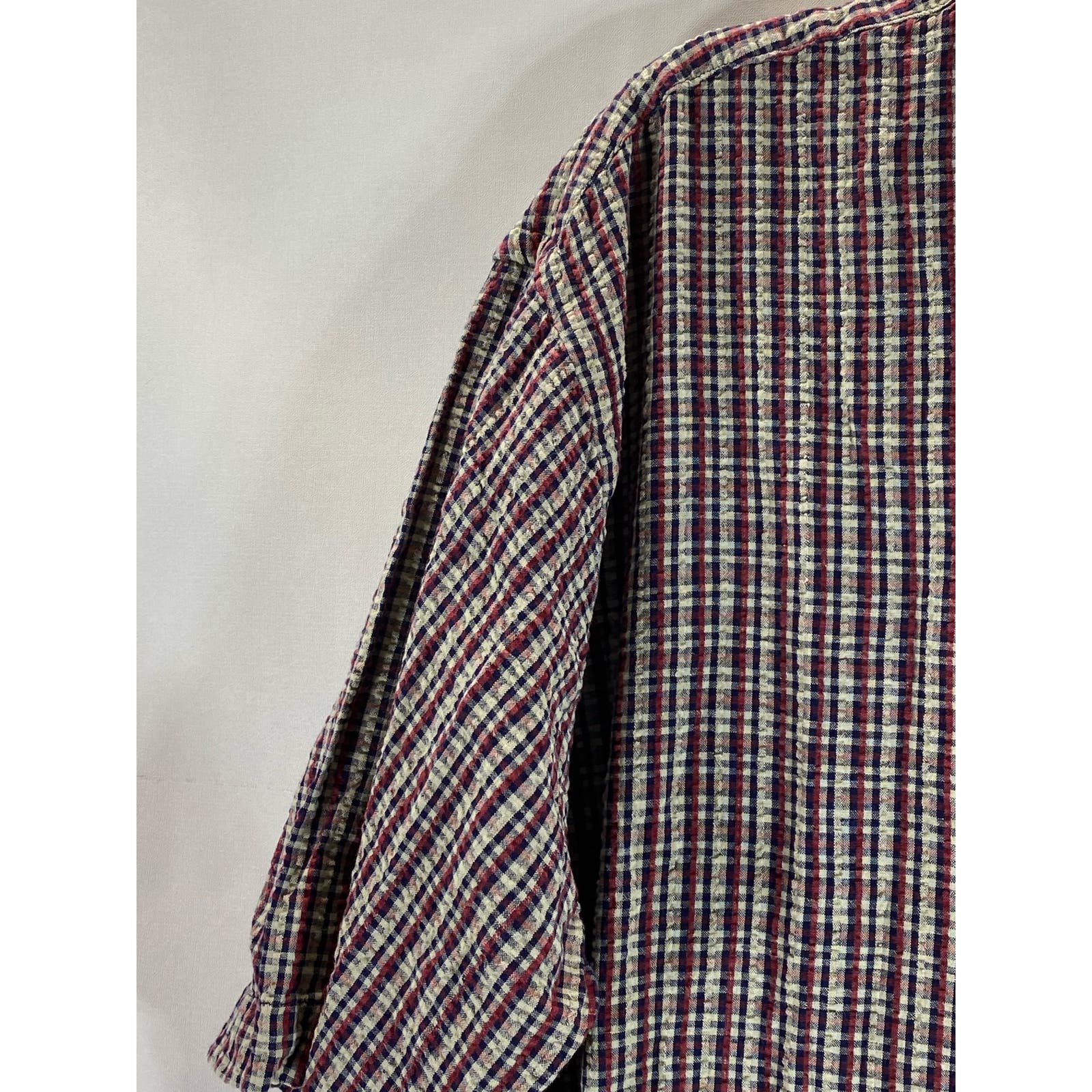 AMERICAN EAGLE OUTFITTERS Men's Red/Blue Mini Check Vintage Button-Up Shirt SZ L