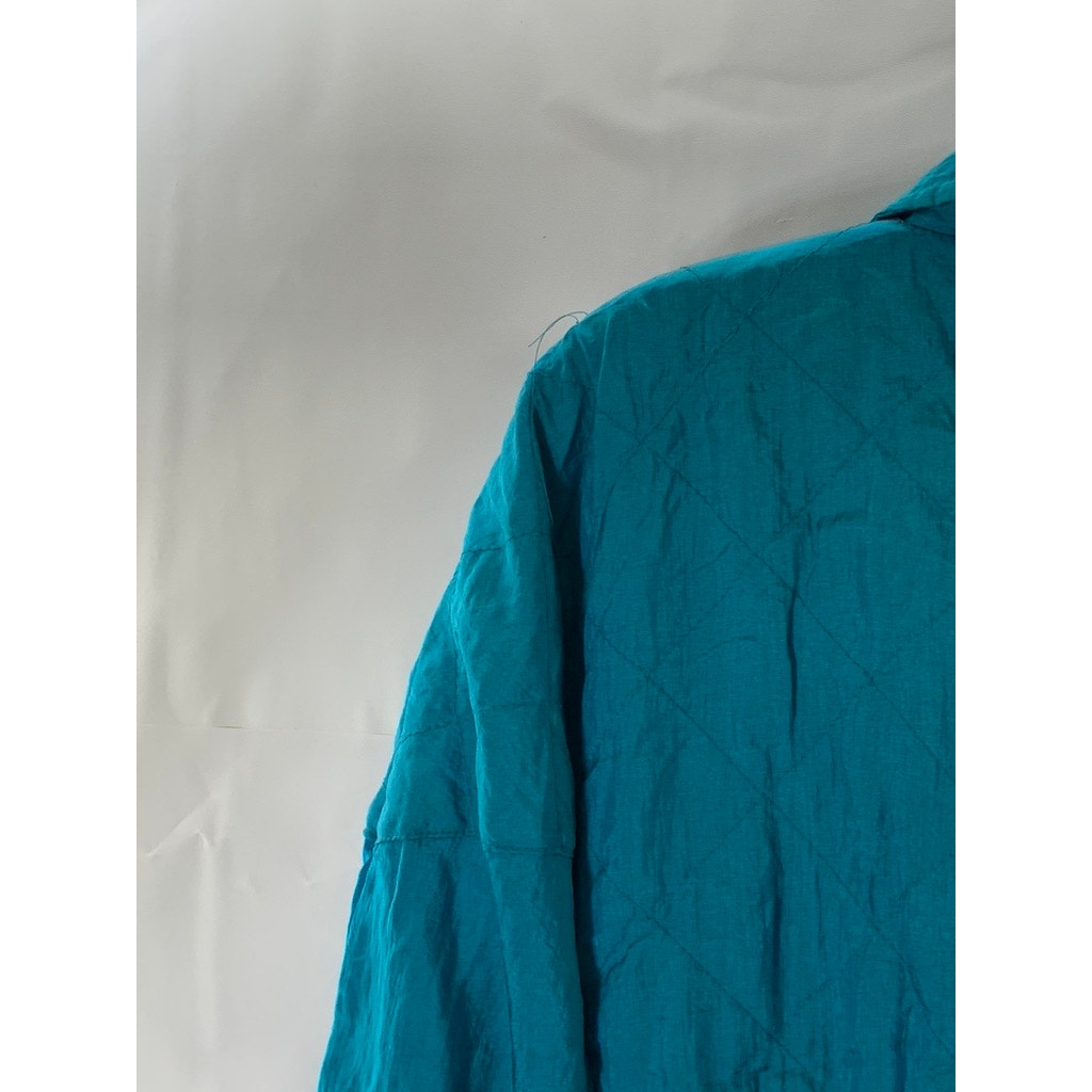 J.S AUTHENTICS Women's Petite Vintage Blue Zip-Up Nylon Windbreaker Jacket SZ PM