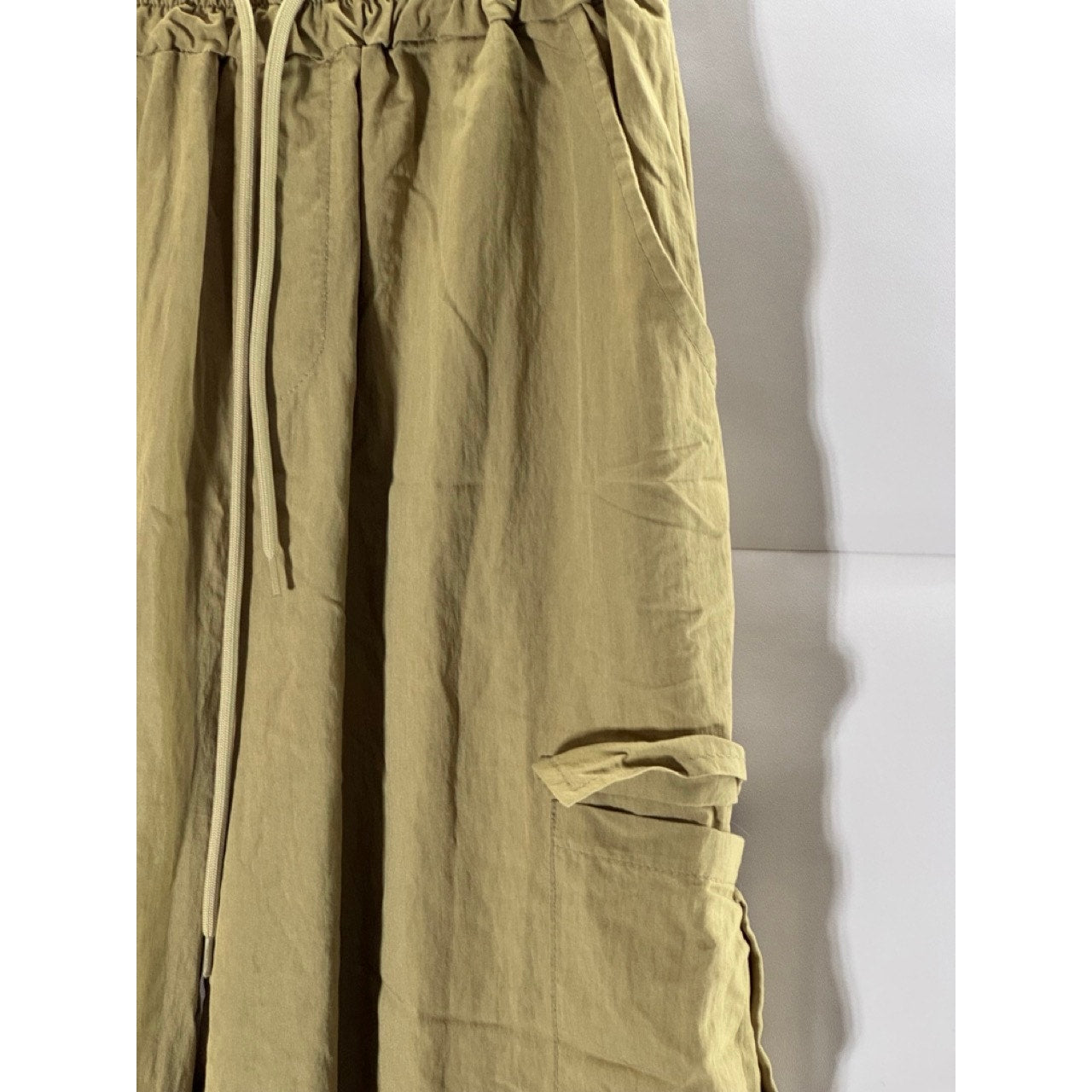 Women's Tan Cargo Bungee-Hem Pull-On Elastic Waist Pants SZ S