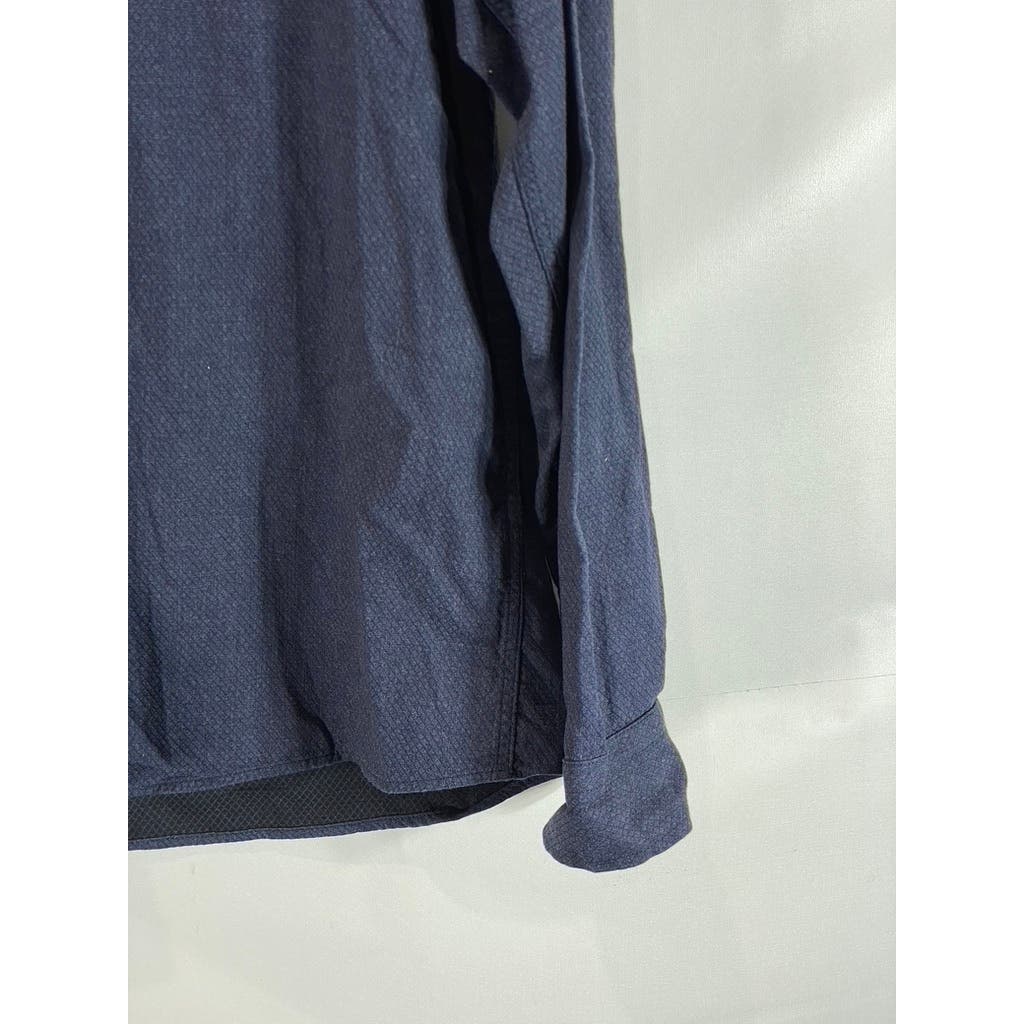 STITCH NOTE Men's Navy Egyptian Cotton Button-Down Long Sleeve Shirt SZ L
