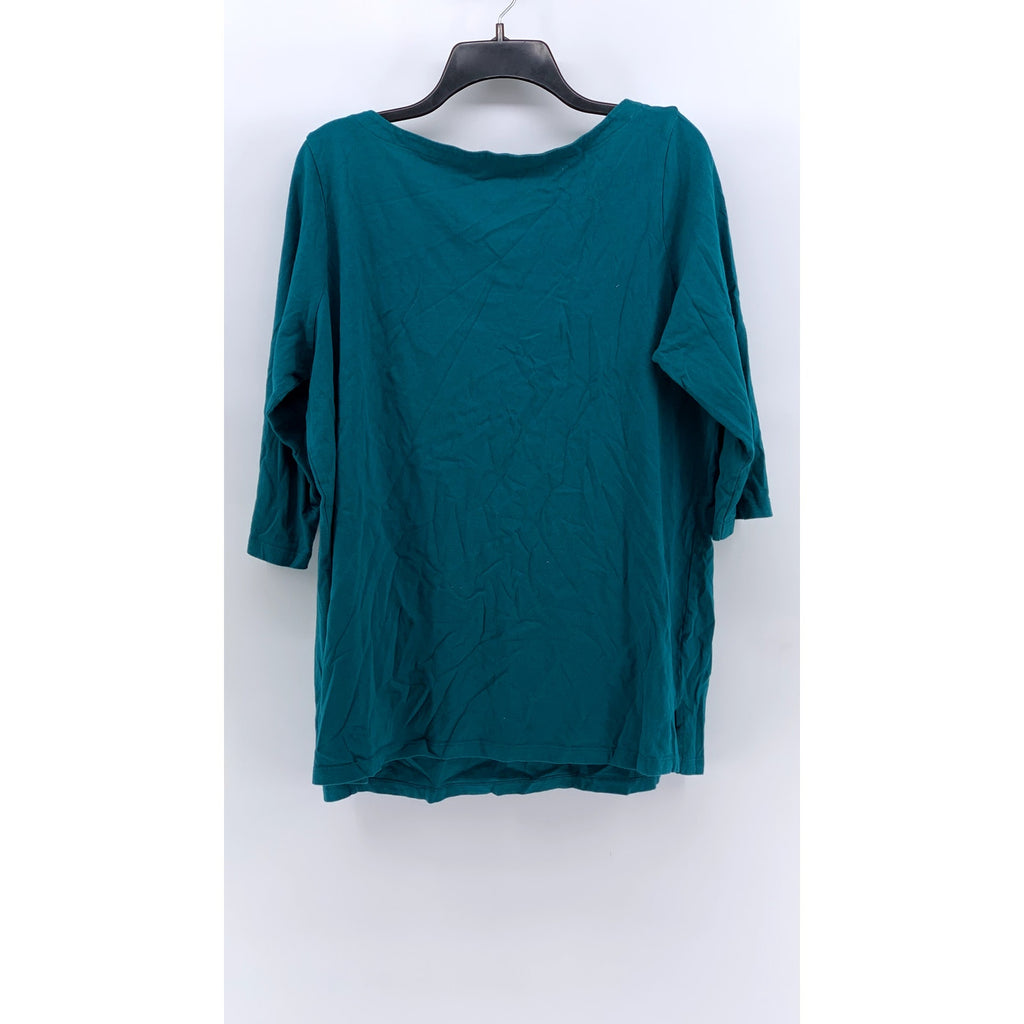 WOMEN WITHIN Women's Plus Blue Scoop-Neck 3/4 Sleeve Top SZ L