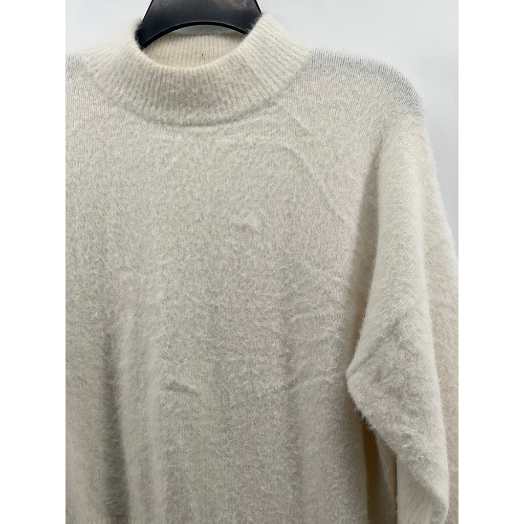 H&M Women's Cream Soft Knit Mock-Neck Long Sleeve Pullover Sweater SZ M