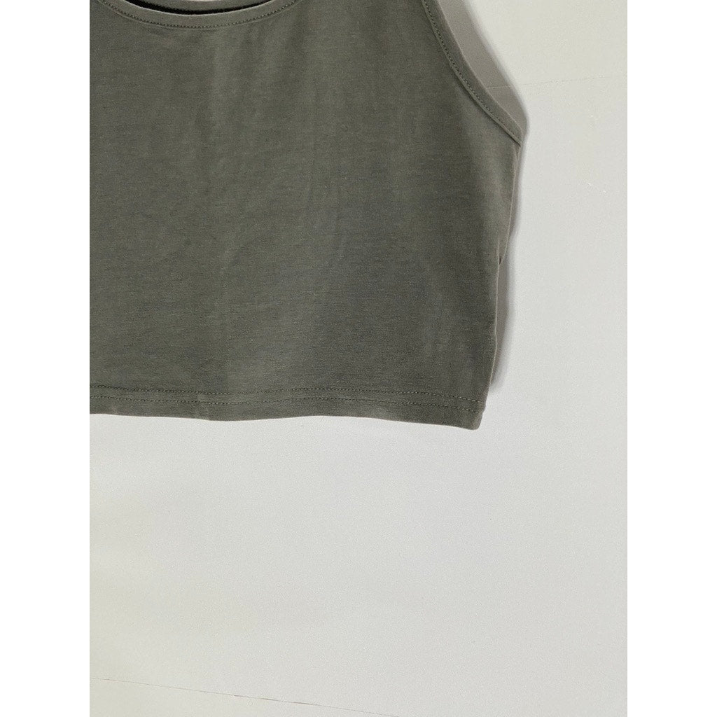 SHEIN Women's Dark Gray Scoop-Neck Basic Cropped Tank Top SZ S