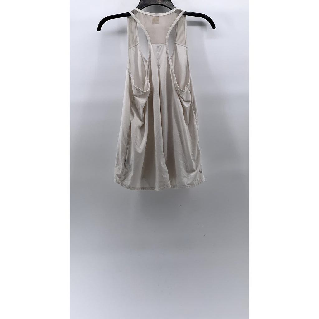 LOLE Women's White Scoop-Neck Mesh Trim Racerback Tank Top SZ M