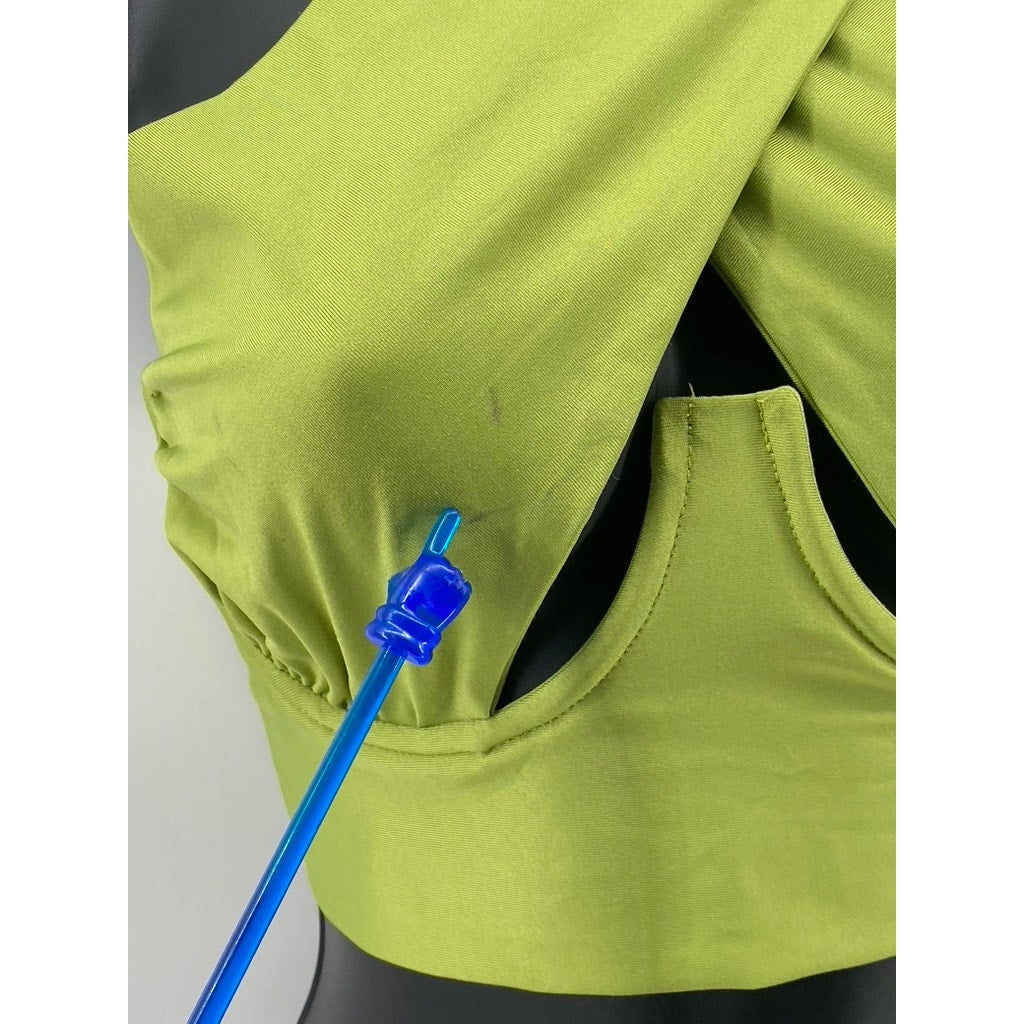SHEIN Women's Lime Green Cross Strap Cropped Tank Top SZ 4