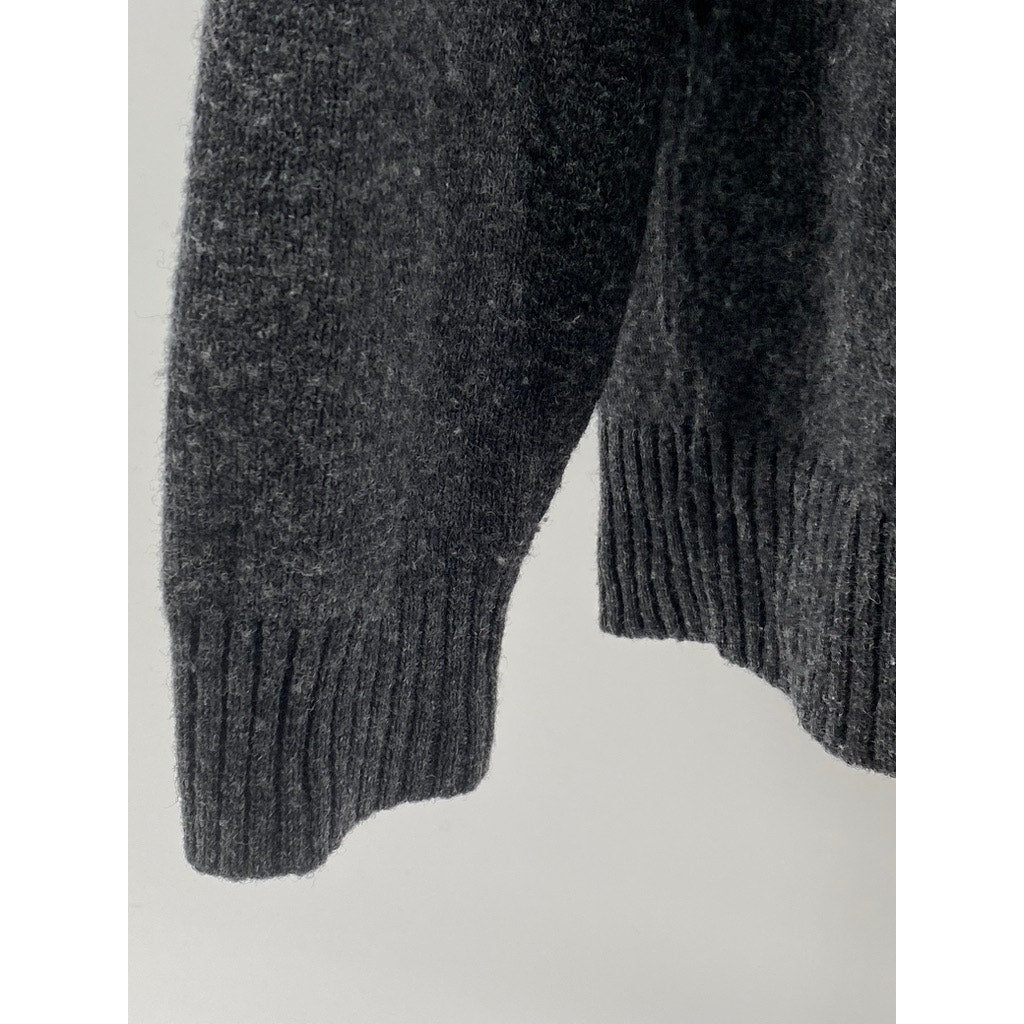 MUJI Men's Charcoal Gray Wool V-Neck Button-Up Long Sleeve Cardigan SZ L