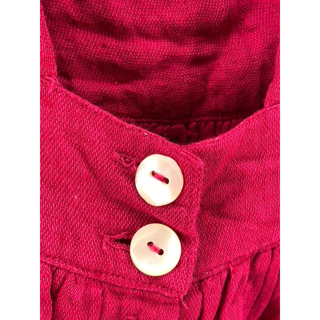 FREE PEOPLE Women's Fuchsia Antigua Open V-Back Button Long Sleeve Dress SZ XS
