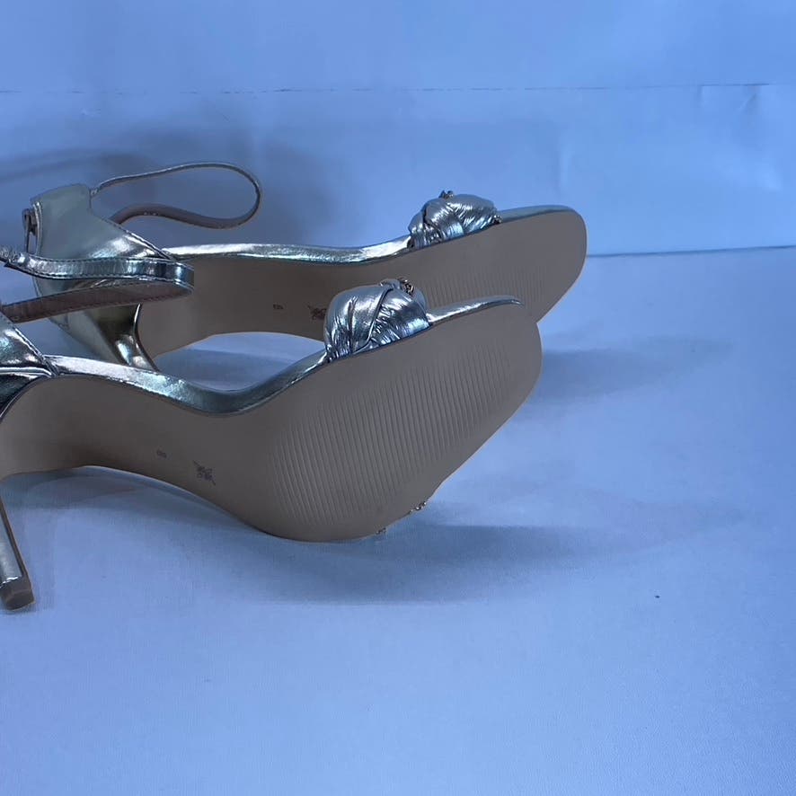 BCBGENERATION Women's Gold Metallic Isabel Braided Chain Heeled Sandals SZ 8