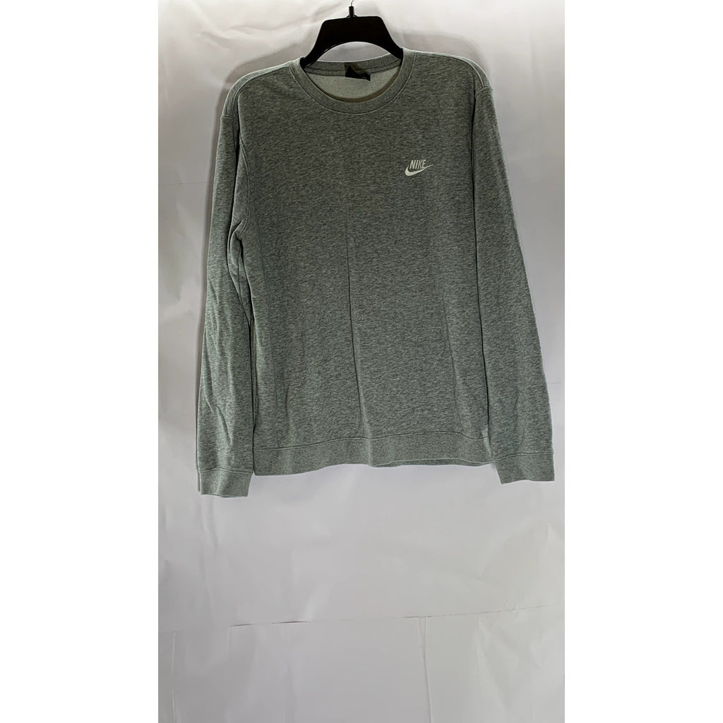 NIKE Men's Heather Gray Embroidered Logo Club Crewneck Casual Sweatshirt SZ XL