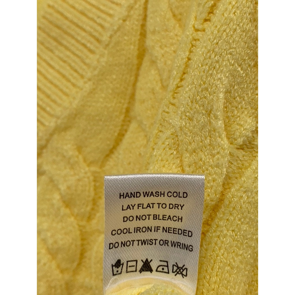 MORE TO COME Women's Yellow Cable Knit V-Neck Vest SZ S