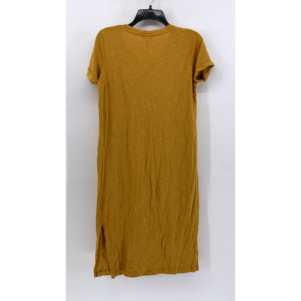 JESSICA SIMPSON Women's Mustard Yellow Crewneck Short Sleeve Dress SZ S