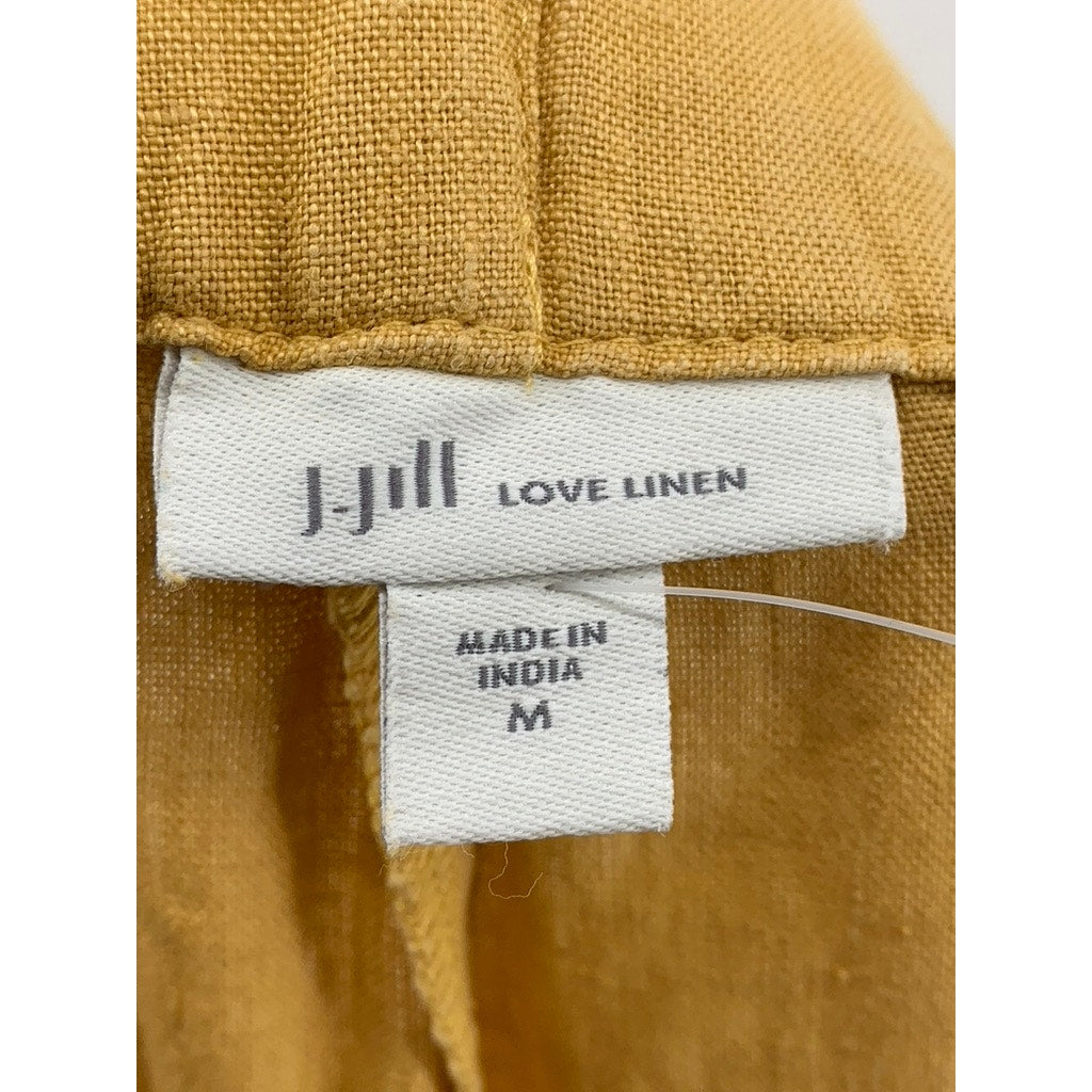 J. JILL Women's Tan Love Linen Wide-Leg Cropped Pants SZ M