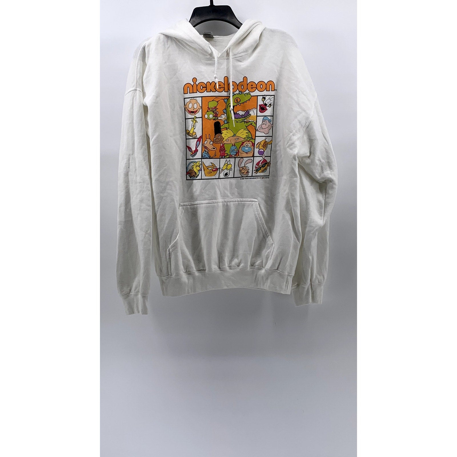 GILDAN Unisex Adult White Nickelodeon Character Box Long Sleeve Hoodie SZ L