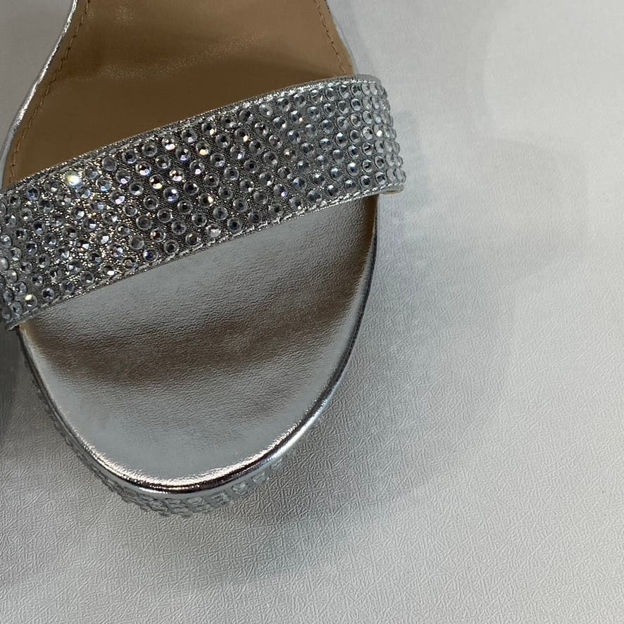 BCBGENERATION Women's Silver Rhinestone Embellished Nallah Platform Sandal SZ8.5