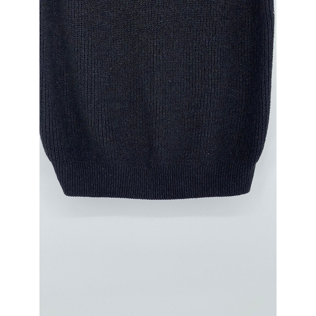 UNIQLO Unisex Adult Black Rib Knit Crewneck Sleeveless Cotton-Blend Vest SZ S