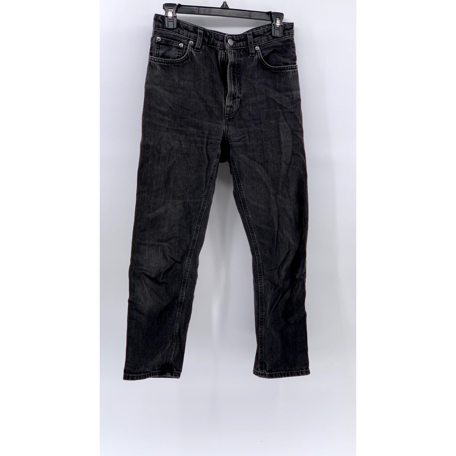 NUDIE JEANS CO Men's Black Denim Slim-Leg Jeans SZ 28X26