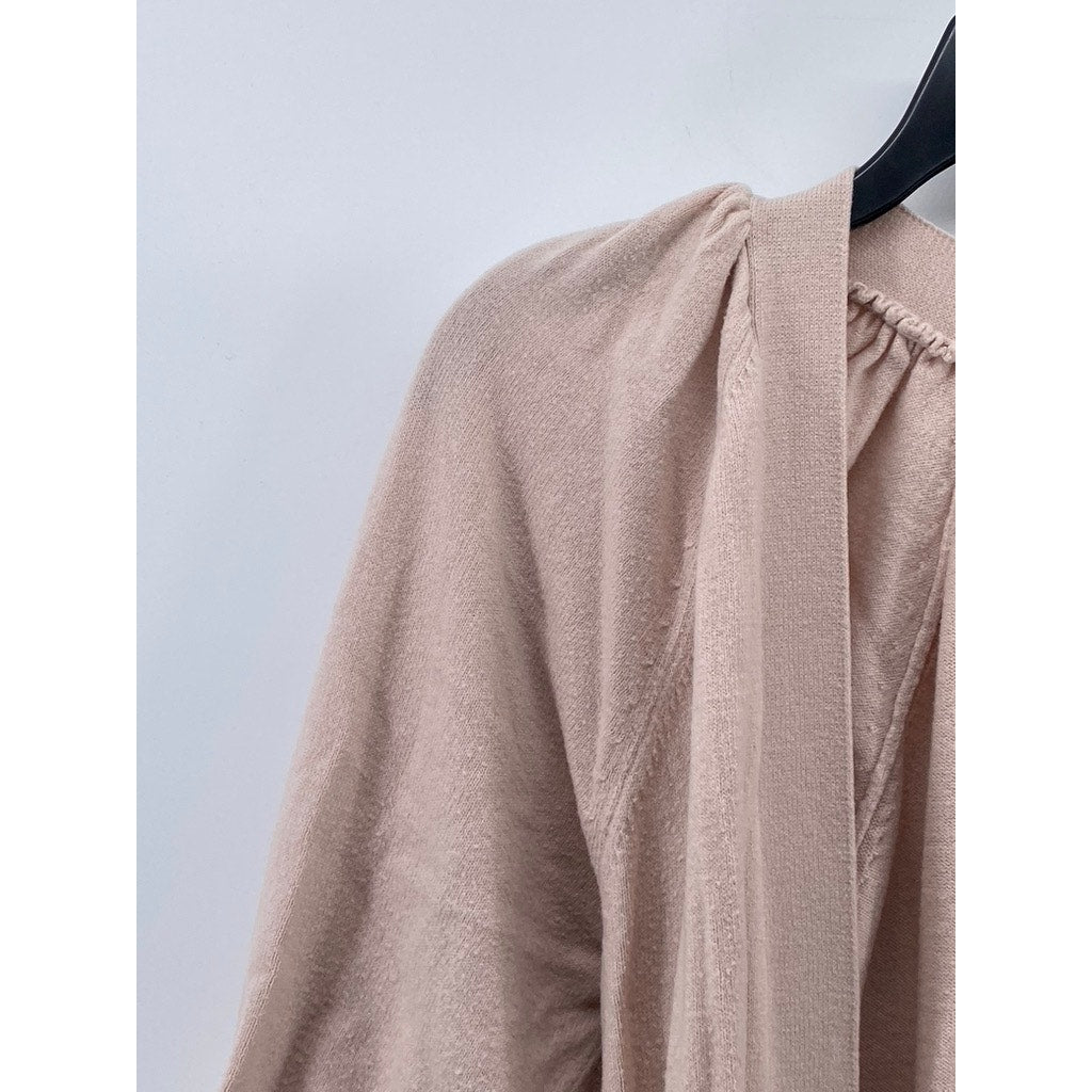 EXPRESS Women's Light Pink Open Front Balloon Elbow Sleeves Duster SZ S