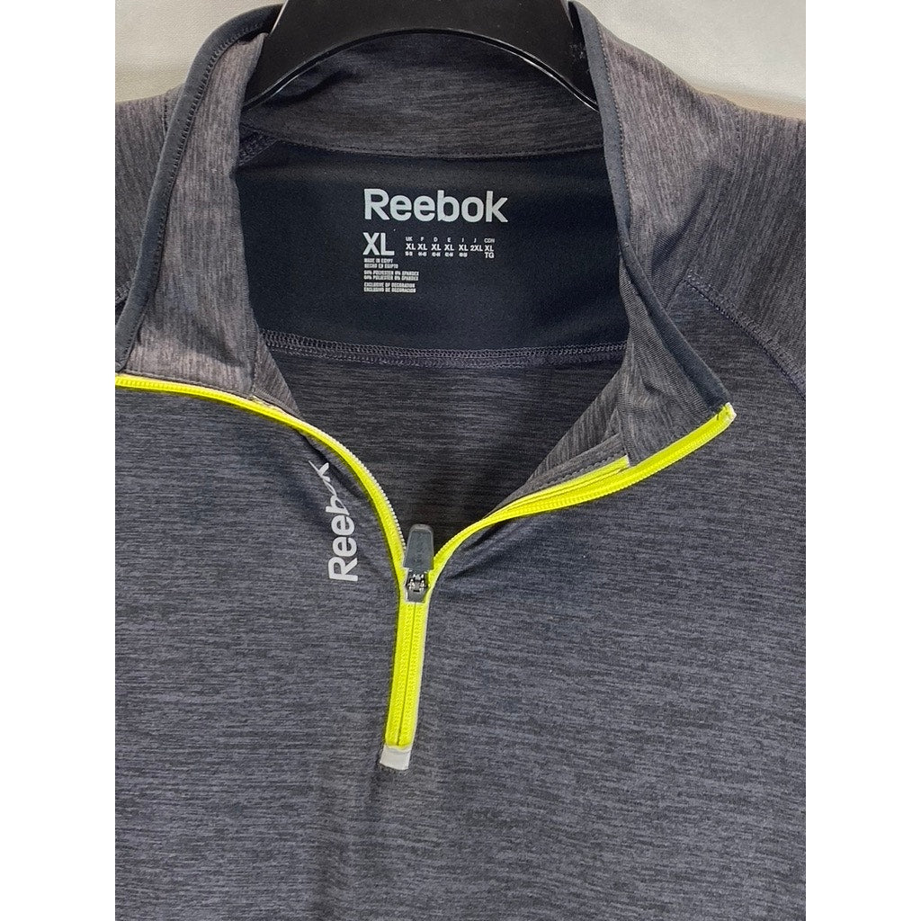 REEBOK Men's Dark Gray Quarter-Zip Lightweight Long Sleeve Pullover Shirt SZ XL