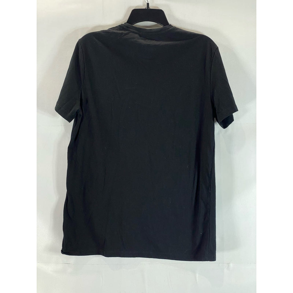 GOODFELLOW & CO Men's Black Crewneck Graphic Standard-Fit Every Wear T-Shirt SZM