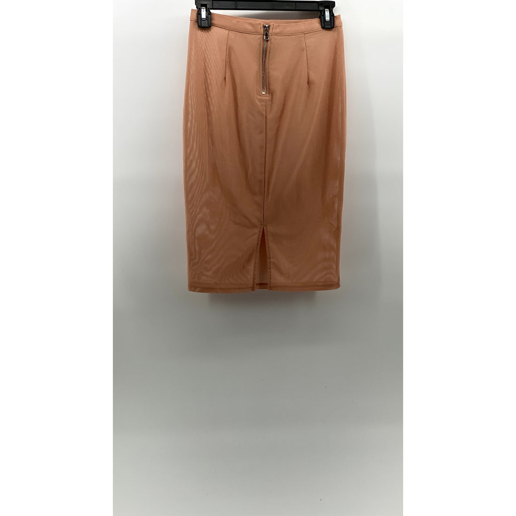 UNBRANDED Women's Salmon Pink Straight Back Zipper Knee-Length Skirt SZ S